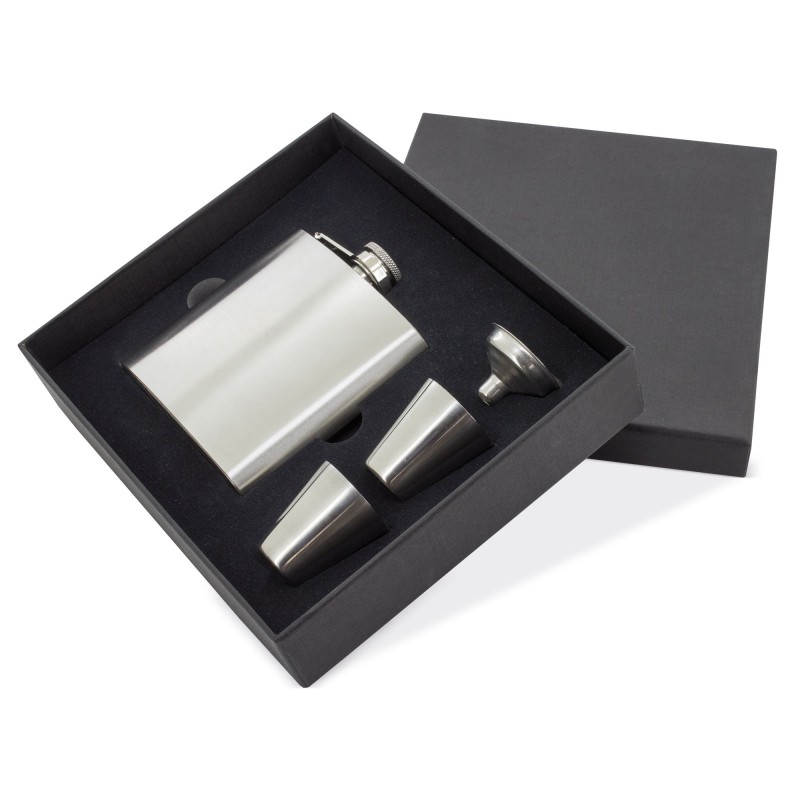 Flask de metal com copos