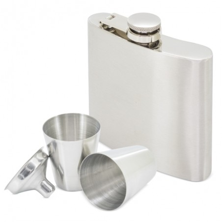 Flask de metal com copos