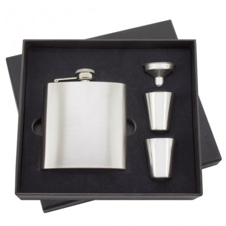 Flask de metal com copos
