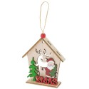 Enfeite de Natal com casinha de madeira e penduricalho