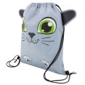 Mochila de saco crianças modelo gatinho na cor cinza