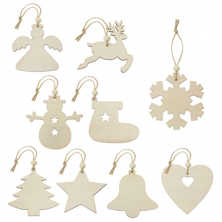 Conjunto de 9 pingentes de silhueta para decoração de Natal