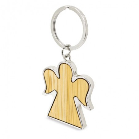 Chaveiro de bambu em forma de anjo