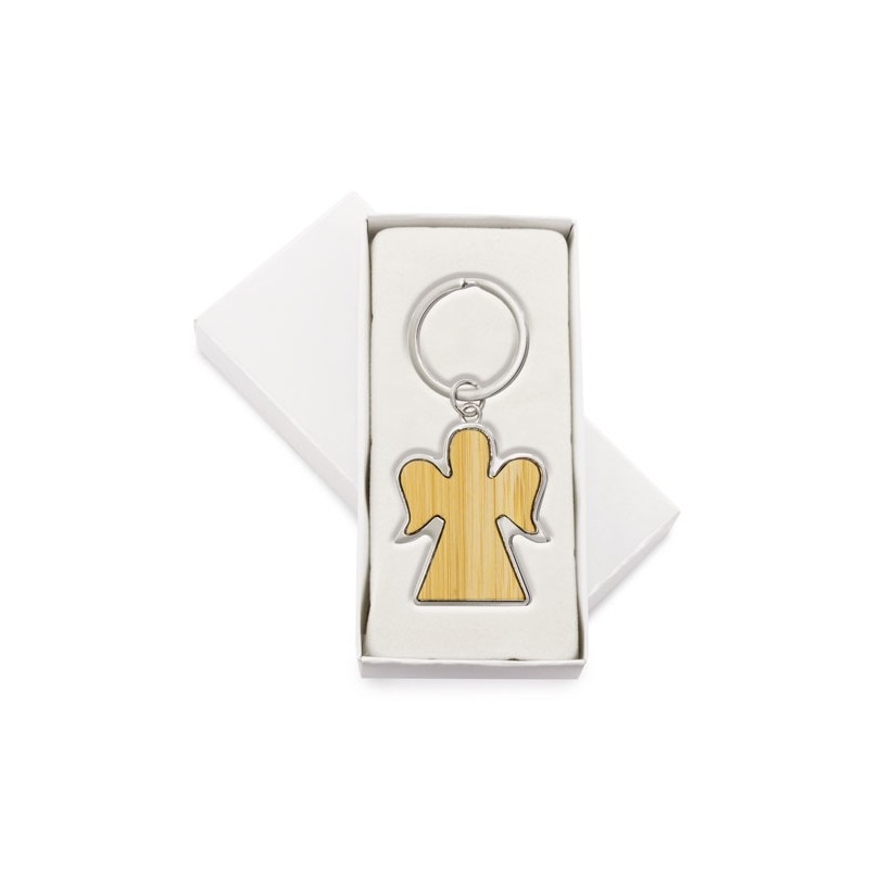 Chaveiro de bambu em forma de anjo