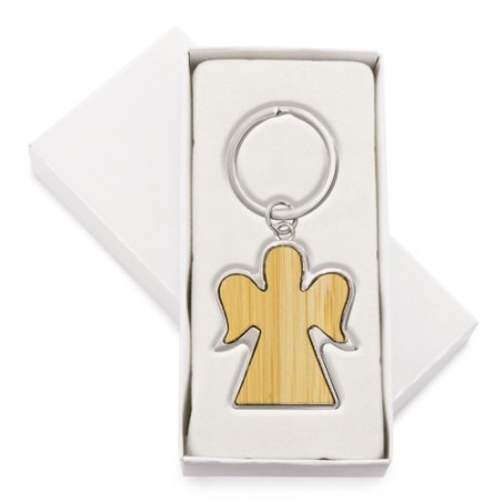 Chaveiro de bambu em forma de anjo