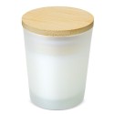 Vela de cristal em jarro com tampa de bambu e aromática