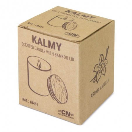 Vela de cristal em jarro com tampa de bambu e aromática