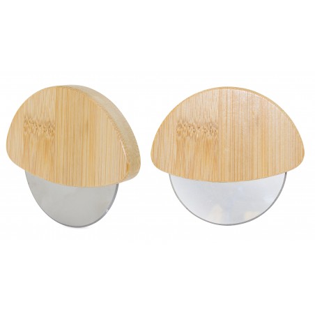 Cortador de pizzas com suporte de bambu