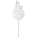 Caneta com pompom branco em forma de cisne