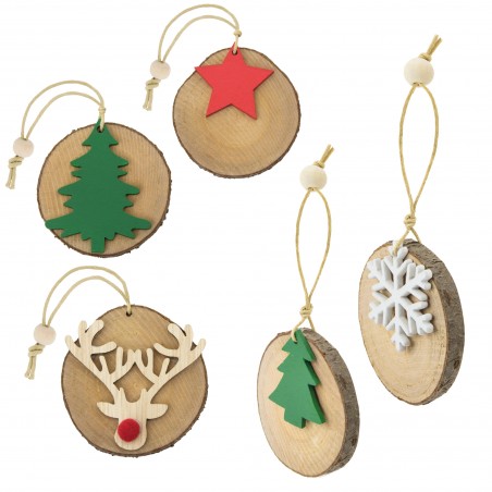 5 decorações de Natal em toras de madeira