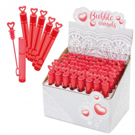 Pacote com 48 mini bolhas de sabão com suporte em forma de coração