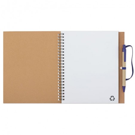 Caderno A5 com caneta em cartão reciclado