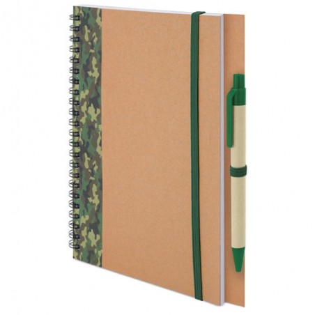 Caderno e caneta de papelão reciclado a5