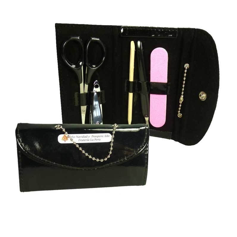 Conjunto de manicure modelo carteira personalizado com adesivo para presentes empresariais