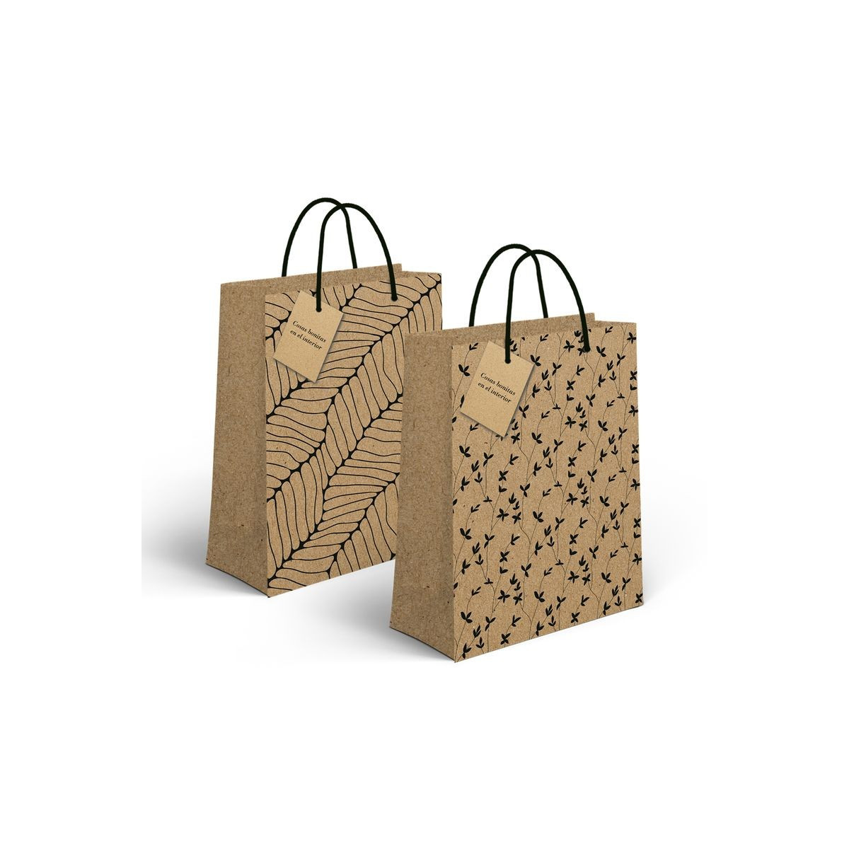 Bolsa de papel kraft decorada com cartão