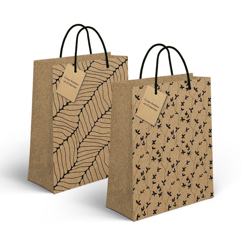 Bolsa de papel kraft decorada com cartão
