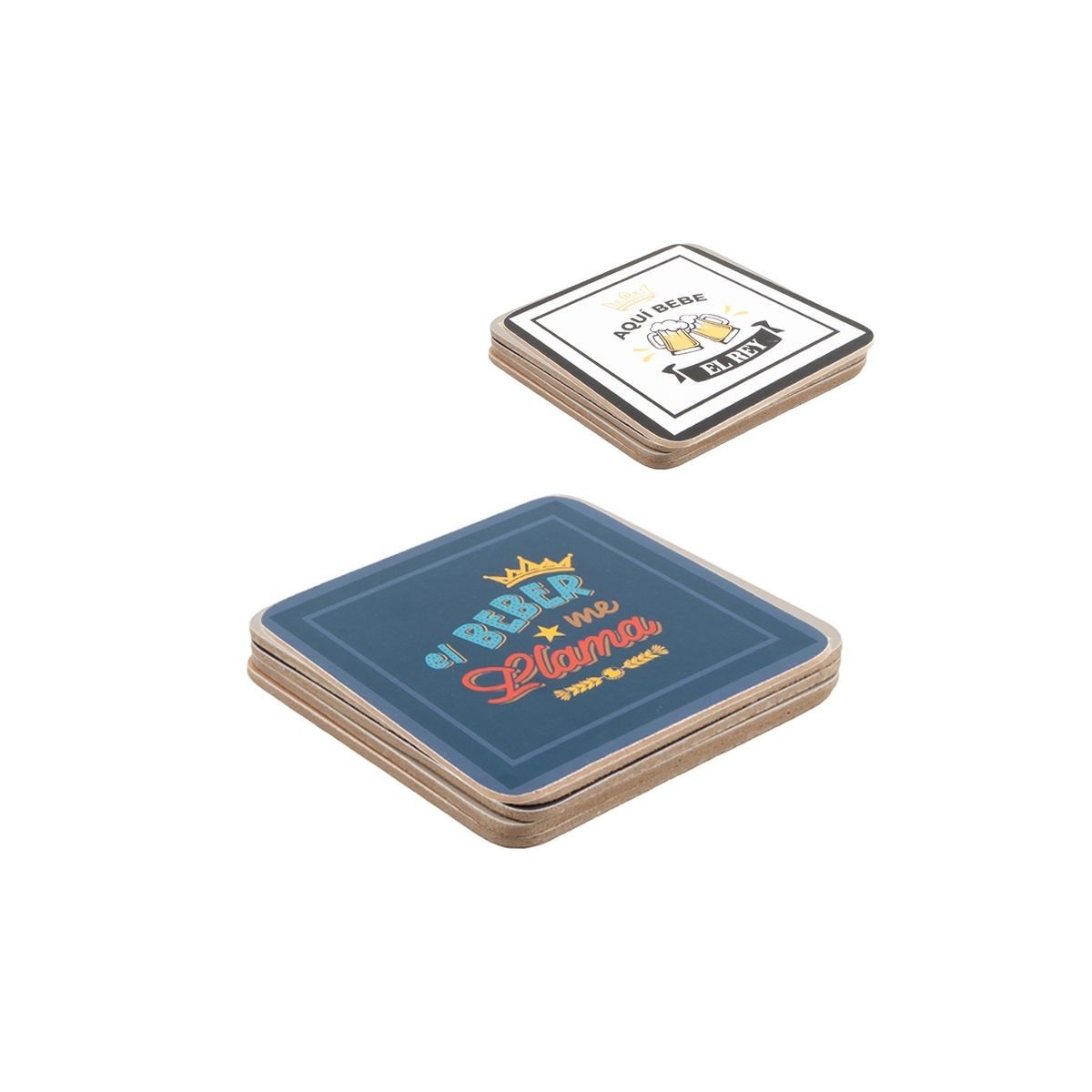 Conjunto de 4 bases para copos com frases engraçadas feitas de cortiça