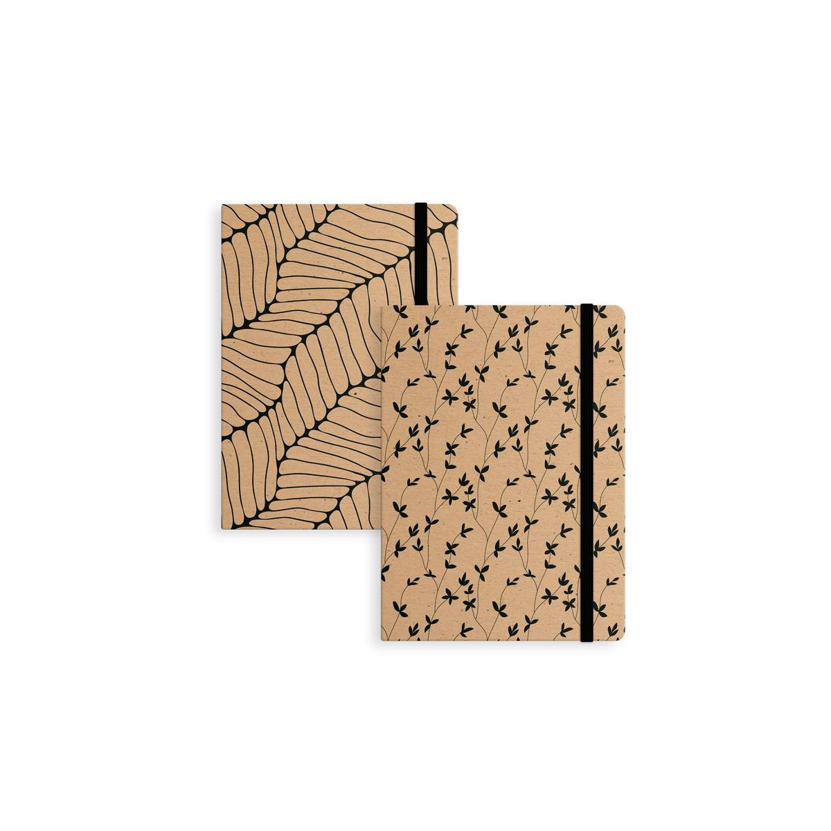 Caderno kraft com elástico preto