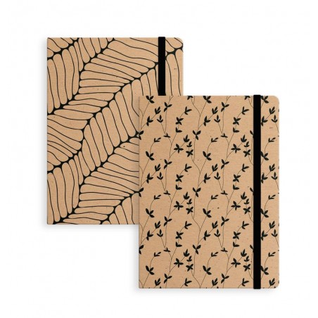 Caderno kraft com elástico preto
