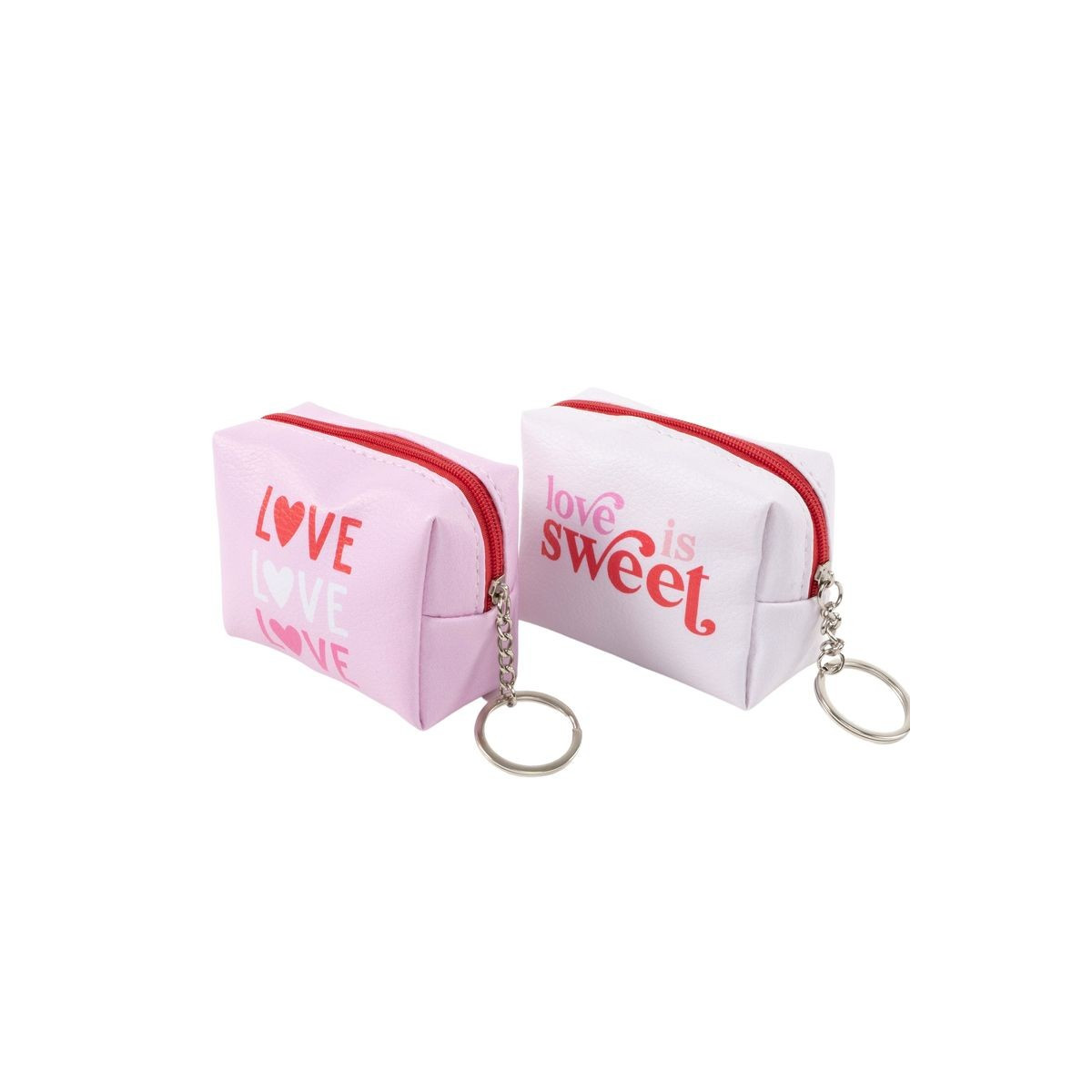 Porta-moedas pequeno com zíper e argola para chaves