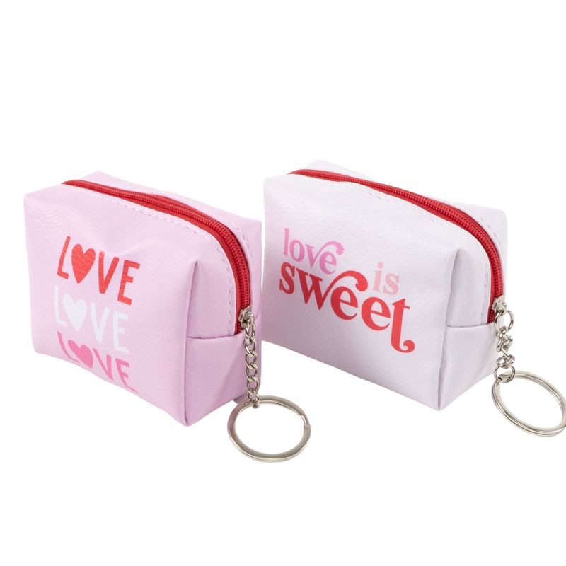Porta-moedas pequeno com zíper e argola para chaves