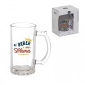 Jar de cerveja de cristal 500 ml com frase