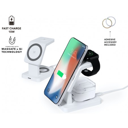 Multicarregador sem fio para smartphone fones de ouvido e smartwatch