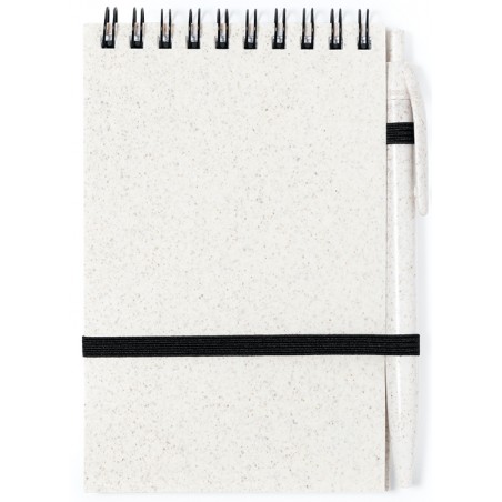 Caderno de bolso com espiral e caneta