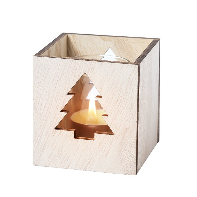 Vela aromática em vaso de vidro apresentada em caixa especial de madeira de natal