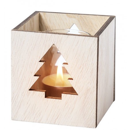 Vela aromática em vaso de vidro apresentada em caixa especial de madeira de natal