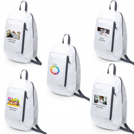 Mochila personalizada com logo em cores ou foto e texto para empresa, casamento, batizado, comunhão e aniversário