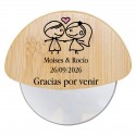 Cortador de pizza personalizado para casamento com frase e nomes