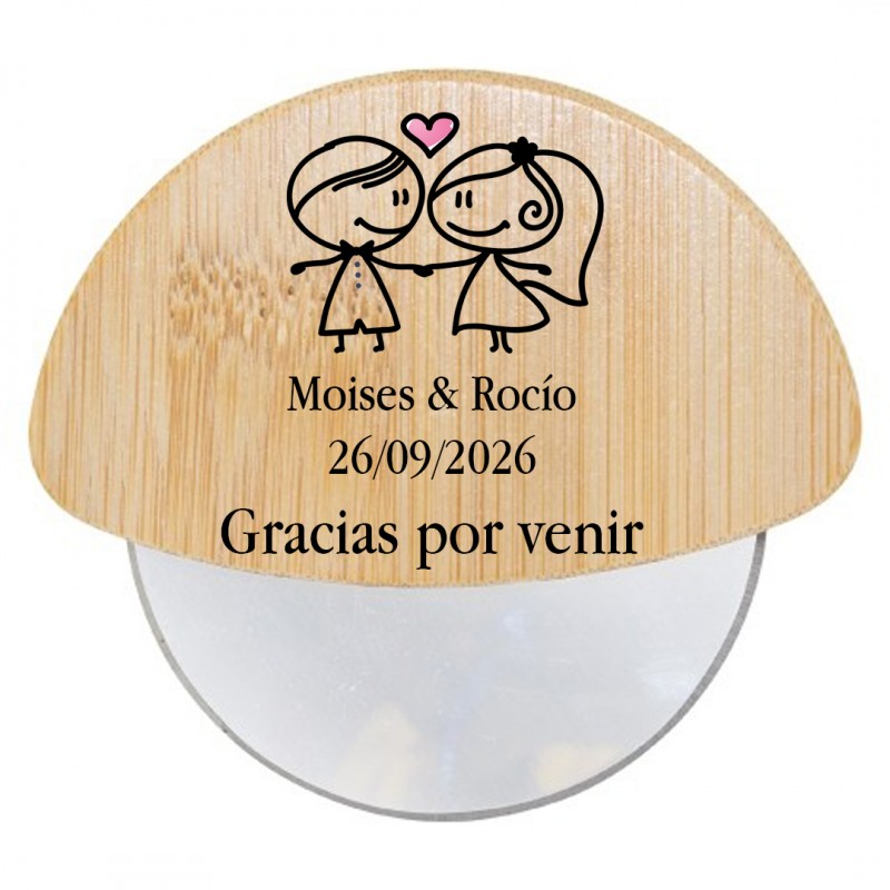 Cortador de pizza personalizado para casamento com frase e nomes Cortador de pizza personalizado para casamento com frase e nomes