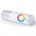 Bálsamo labial branco personalizado com logo e texto em cores