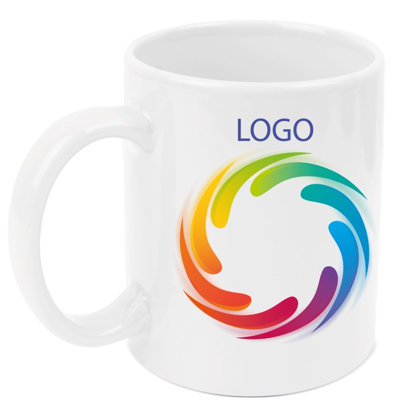 Caneca personalizada com logo da empresa em cores vivas