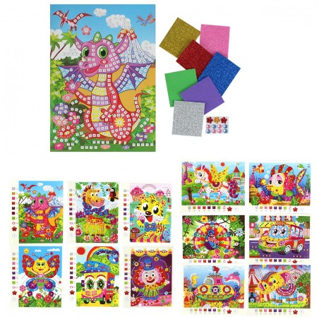 Conjunto de artesanato infantil com mosaicos adesivos