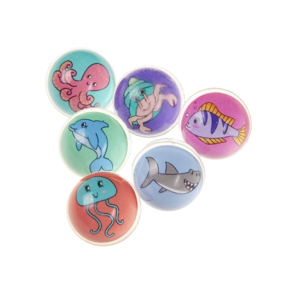 Bolas quicando para crianças com desenhos de animais marinhos