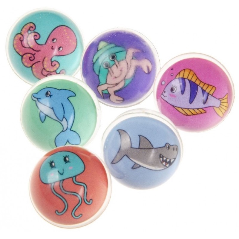 Bolas quicando para crianças com desenhos de animais marinhos