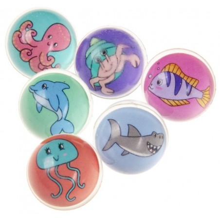 Bolas quicando para crianças com desenhos de animais marinhos