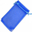 Saca-rolhas personalizado com adesivo de menino da comunhão em bolsa de organza azul elétrico