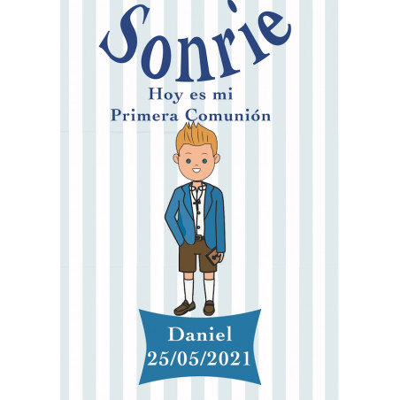 Caneta lanterna led em envelope kraft com adesivo personalizado menino comunhão