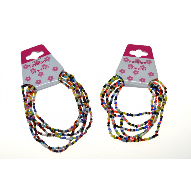 Pacote de 6 pulseiras pequenas bolas coloridas