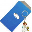 Chaveiro menino comunhão em envelope kraft personalizado com adesivo