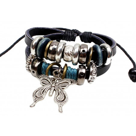 Pulseira borboleta dupla com miçangas