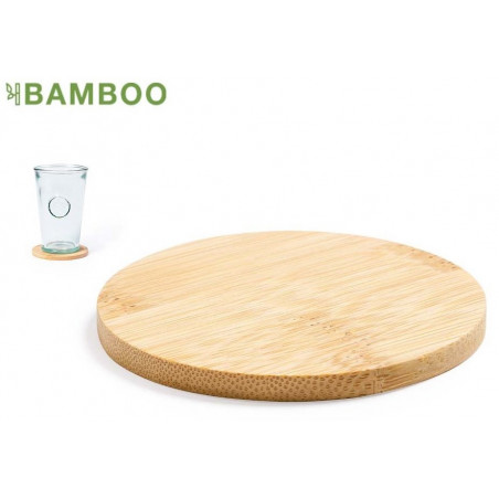 Base para copos redonda feita de bambu