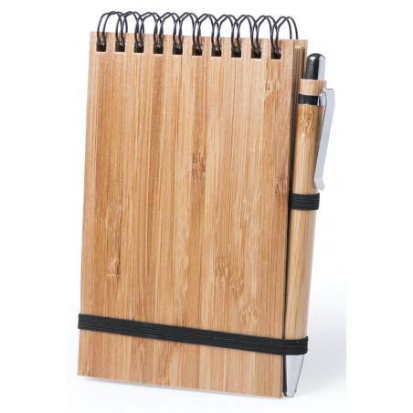 Caderno de bolso com espiral e conjunto de caneta