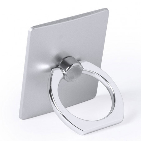 Porta-anel para celular apresentado em bolsa de camurça e adesivo de casamento personalizado