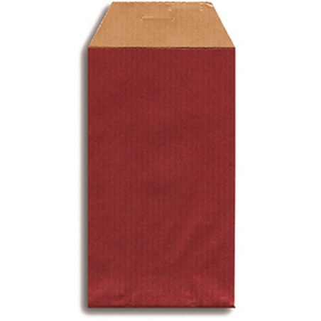Bolsa de tecido rústico vermelho em envelope kraft com adesivo personalizável com foto