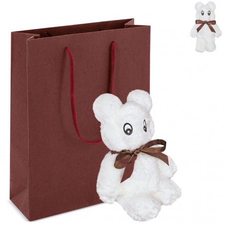 Toalha em forma de urso branco fofinho em bolsa de presente