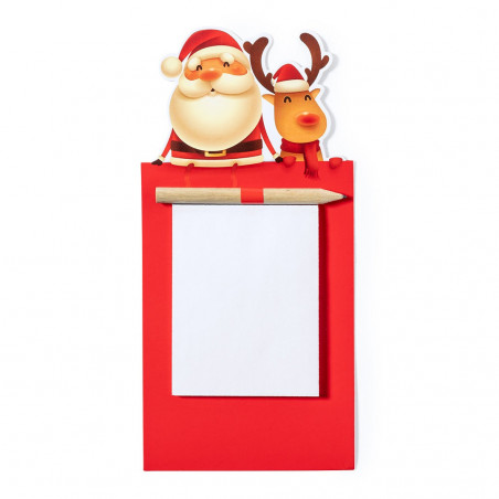 Caderno com ímã para geladeira especial de Natal com lápis e caneta de Natal em bolsa de presente